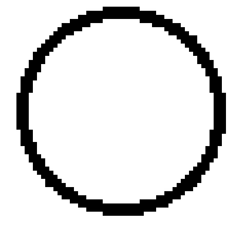 Pixelated cirkel - datorgrafik inzoomad.